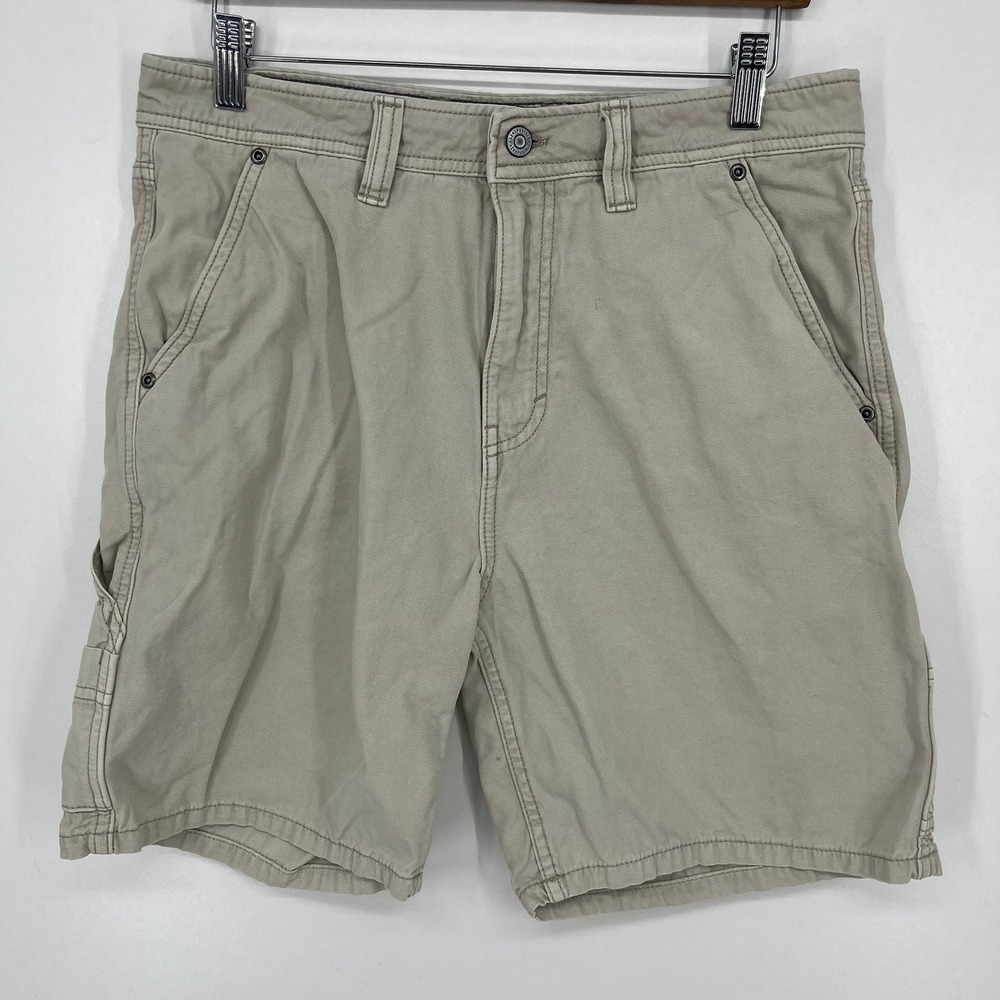 Aeropostale Mens Carpenter Shorts Tan Khaki Cotton Utility Workwear Size S